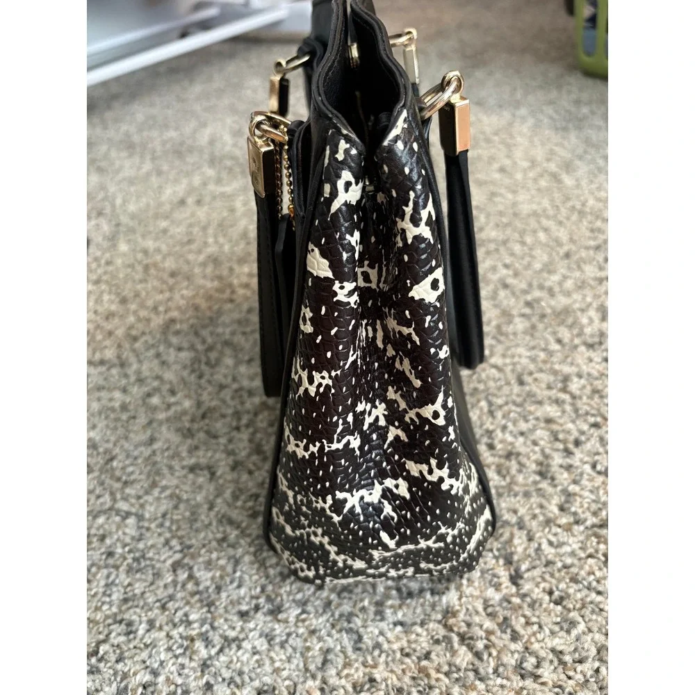 Vintage Coach Minetta Crossbody Satchel, Black Snakeskin Accent